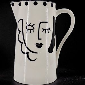Pablo Picasso Ladies Face White & Black Ceramic Table Pitcher Mint Condition 9"